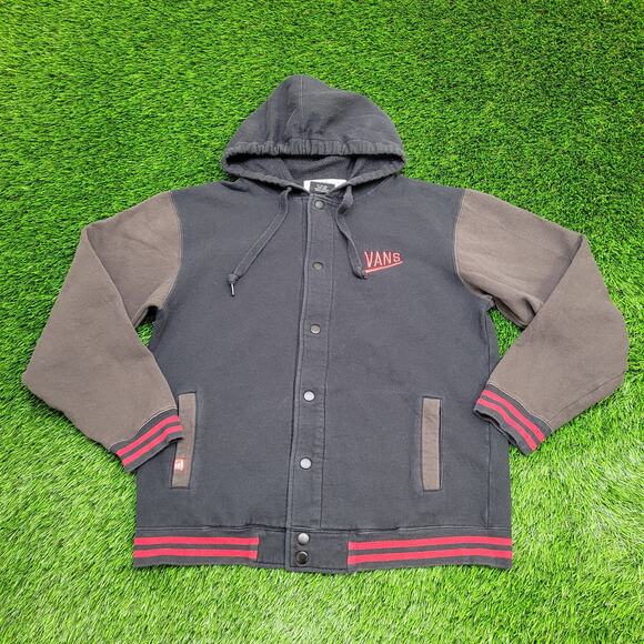 VANS Varsity Snap Hoodie Jacket Medium 22x25 Colorblock Cropped - Picture 1 of 14
